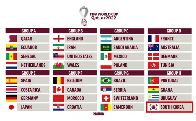 2022 카타르 월드컵 조편성 대한민국